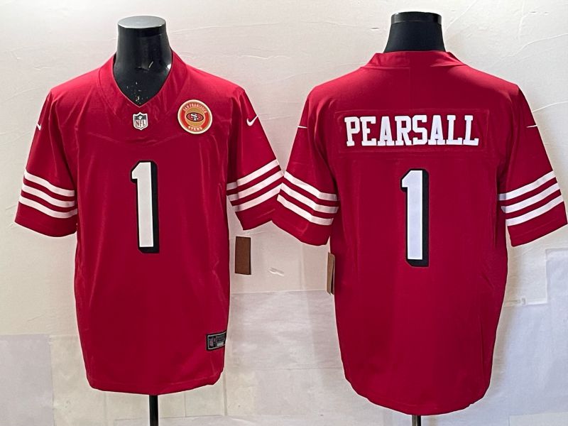 Men 2025 San Francisco 49ers #1 Pearsall red 3th generation Nike Limited NFL Jersey style  0017